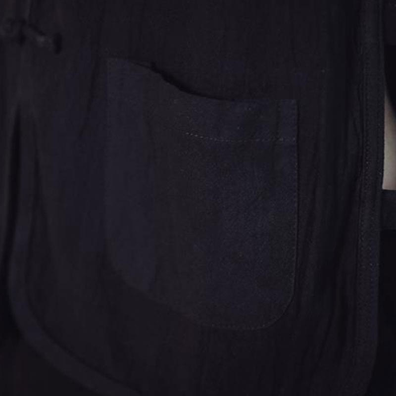 Gilet décontracté en coton avec poches et boutons de grenouille chinois pour homme, motif Buddha Stones