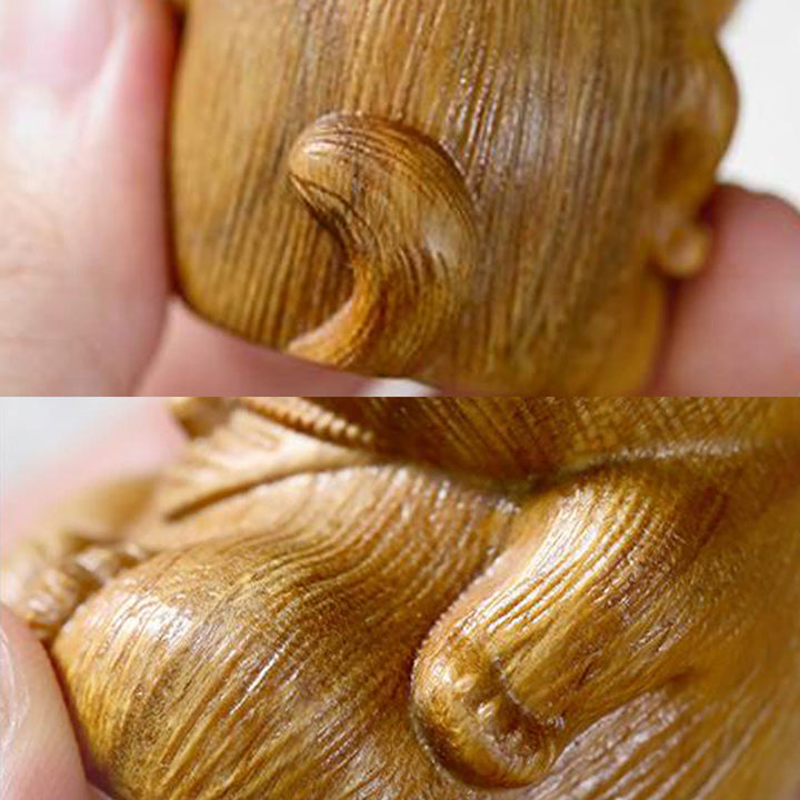 Buddha Stones, petites figurines de chat porte-bonheur en bois de santal vert sculptées, décorations apaisantes - image 12
