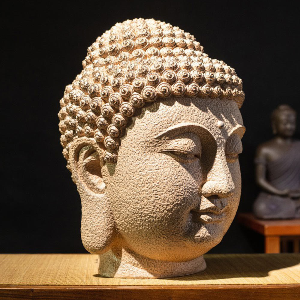 Buddha Stones en résine, yeux fermés, tête de Bouddha méditante, décoration zen pour la maison, 42 x 30 x 30 cm - Bouddha 42*30*30 cm - image 0