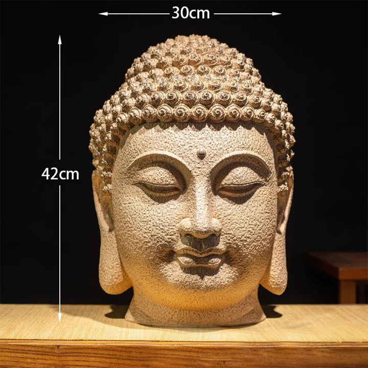 Buddha Stones en résine, yeux fermés, tête de Bouddha méditante, décoration zen pour la maison, 42 x 30 x 30 cm