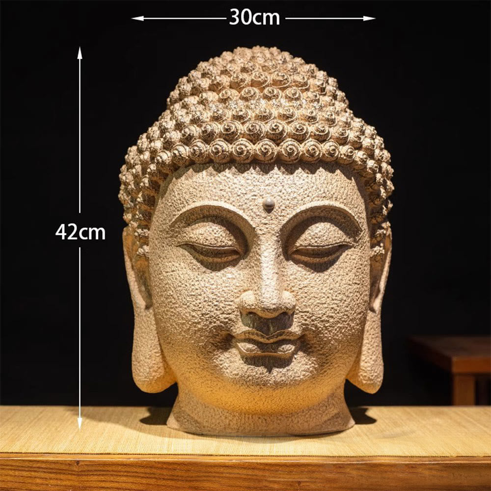Buddha Stones en résine, yeux fermés, tête de Bouddha méditante, décoration zen pour la maison, 42 x 30 x 30 cm - image 4