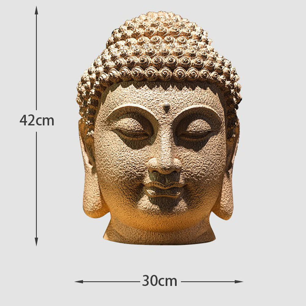 Buddha Stones en résine, yeux fermés, tête de Bouddha méditante, décoration zen pour la maison, 42 x 30 x 30 cm