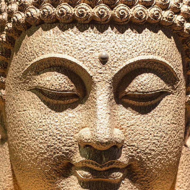 Buddha Stones en résine, yeux fermés, tête de Bouddha méditante, décoration zen pour la maison, 42 x 30 x 30 cm