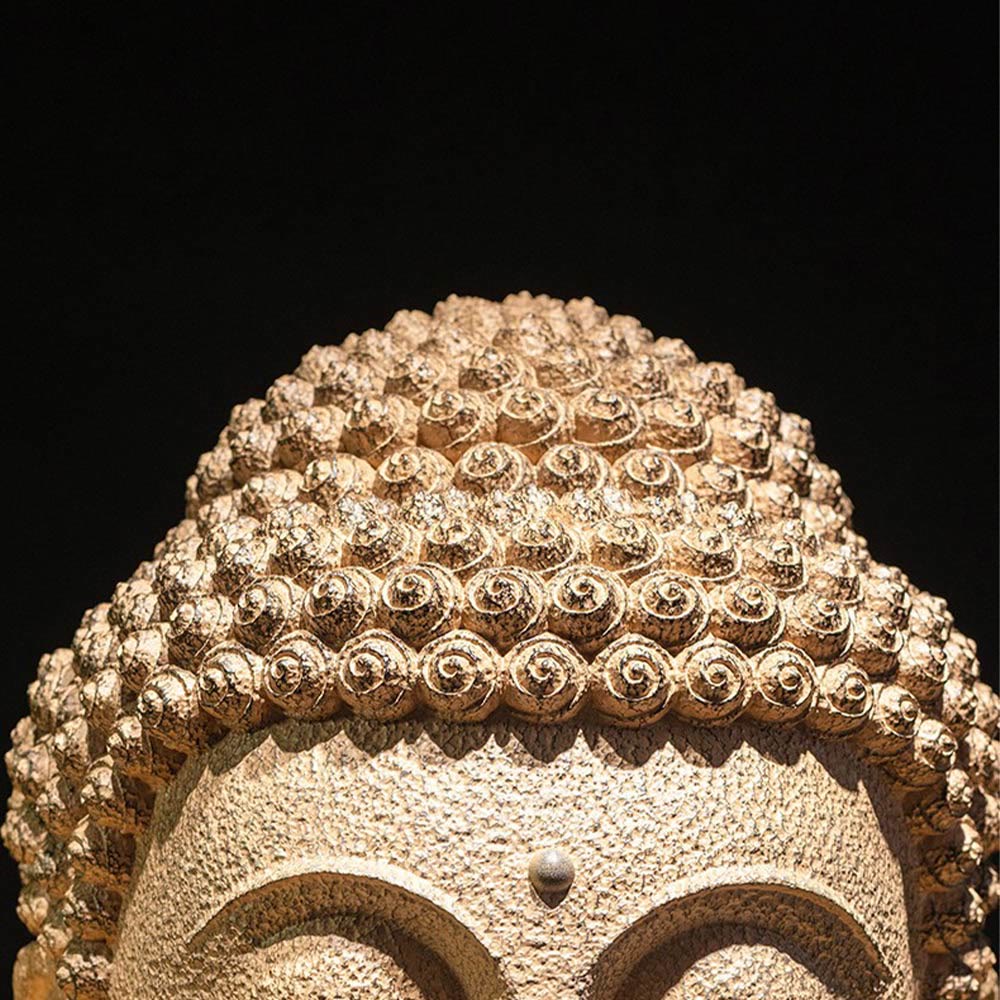 Buddha Stones en résine, yeux fermés, tête de Bouddha méditante, décoration zen pour la maison, 42 x 30 x 30 cm