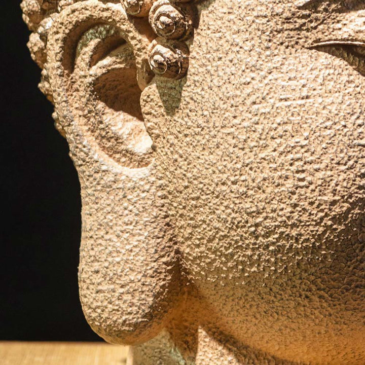 Buddha Stones en résine, yeux fermés, tête de Bouddha méditante, décoration zen pour la maison, 42 x 30 x 30 cm