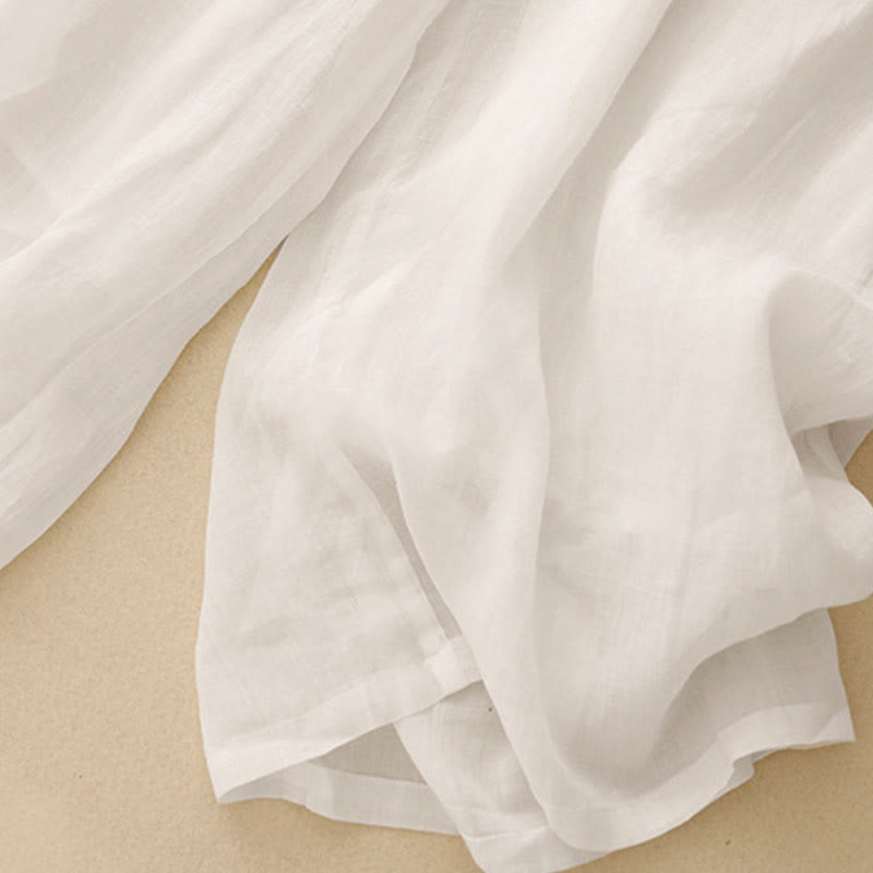 Pantalon large en coton et lin pour femme, avec poches, broderie géométrique et Buddha Stones , taille élastique - image 24