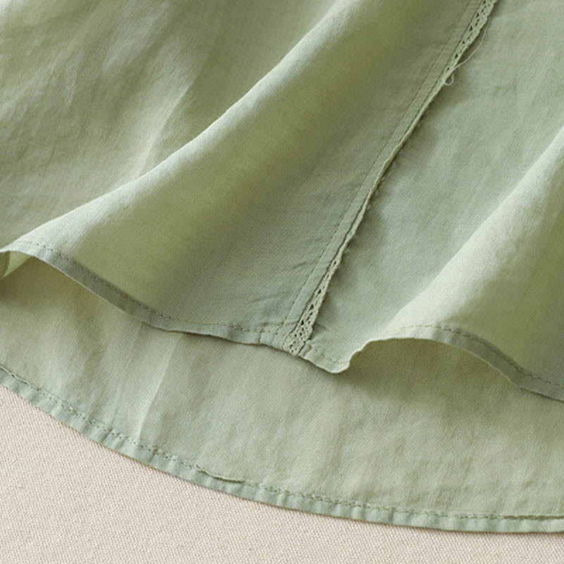 Chemise décontractée en coton et lin pour femme, motif Buddha Stones, broderie étoile filante, col en V, manches mi-longues - image 11