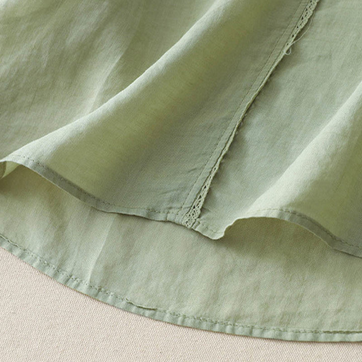 Chemise décontractée en coton et lin pour femme, motif Buddha Stones, broderie étoile filante, col en V, manches mi-longues - image 11