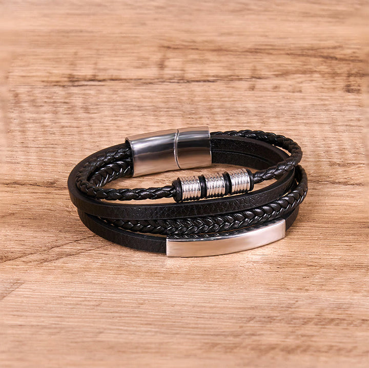 Bracelet en cuir tressé à la main avec boucle magnétique et Buddha Stones