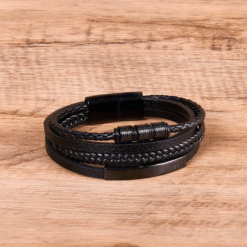 Bracelet en cuir tressé à la main avec boucle magnétique et Buddha Stones