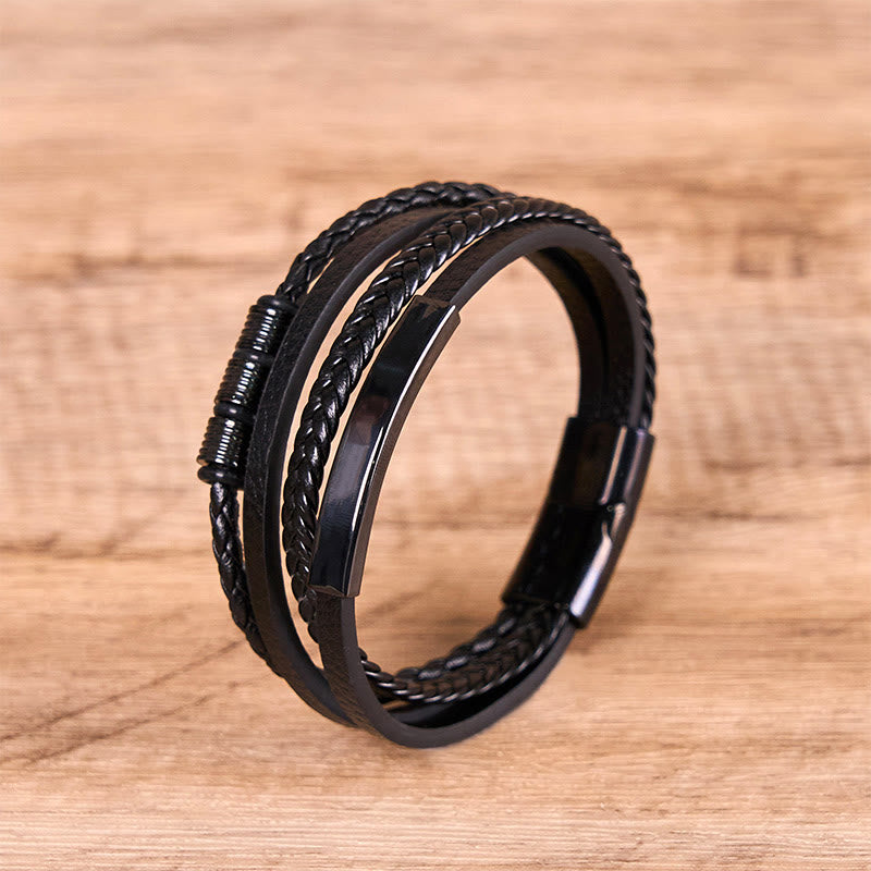 Bracelet en cuir tressé à la main avec boucle magnétique et Buddha Stones