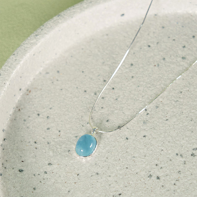Collier avec pendentif en argent sterling 925 et aigue-marine de guérison, Buddha Stones - Aigue-marine argentée - image 0
