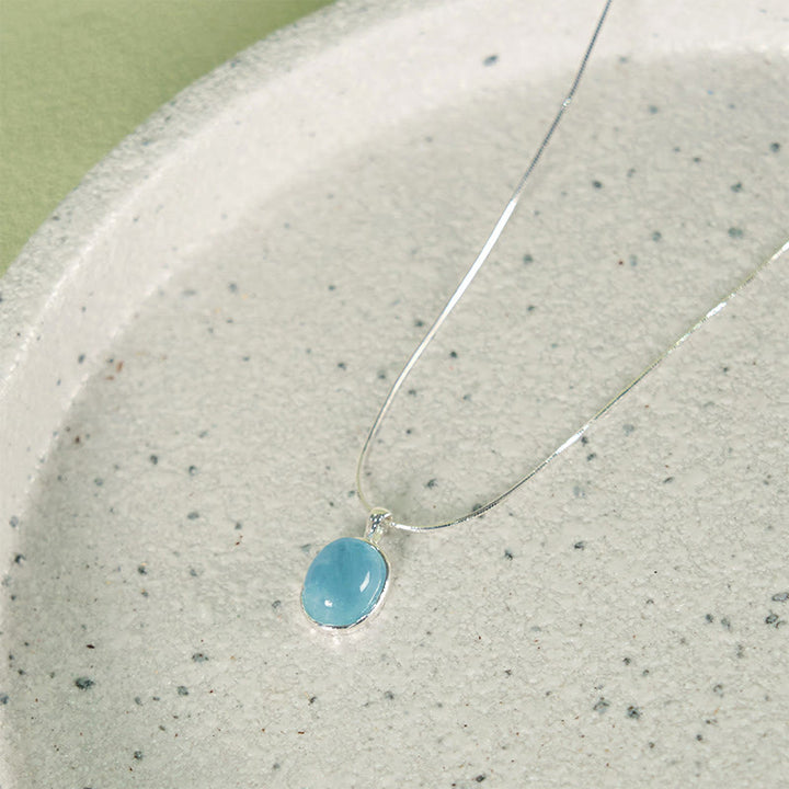 Collier avec pendentif en argent sterling 925 et aigue-marine de guérison, Buddha Stones - Aigue-marine argentée - image 0