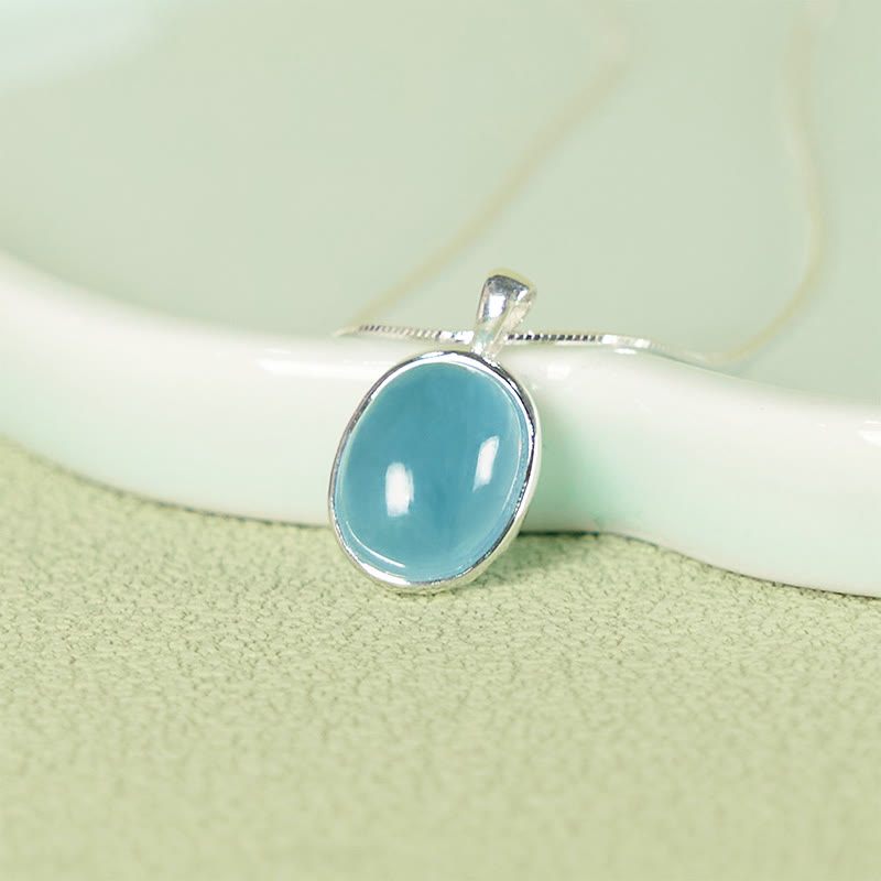 Collier avec pendentif en argent sterling 925 et aigue-marine de guérison, Buddha Stones