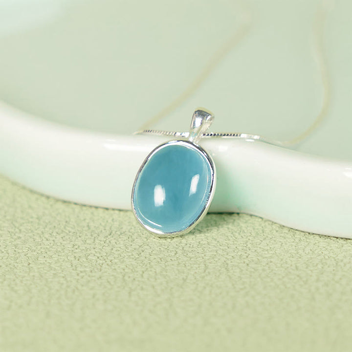 Collier avec pendentif en argent sterling 925 et aigue-marine de guérison, Buddha Stones