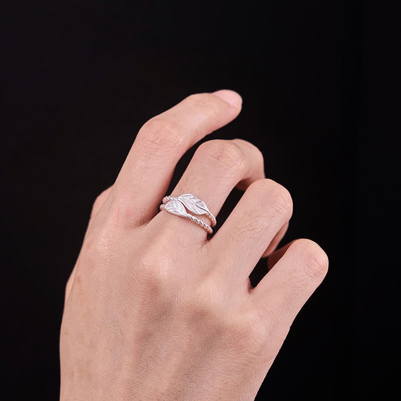 Bague ajustable en pierre de Bouddha et feuille de cuivre