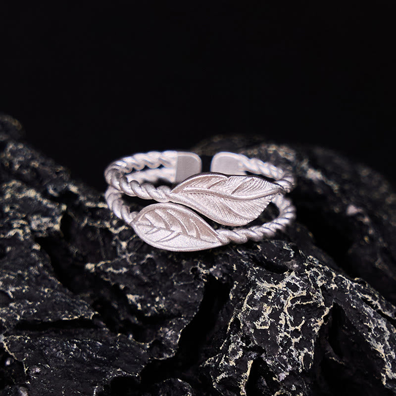 Bague ajustable en pierre de Bouddha et feuille de cuivre