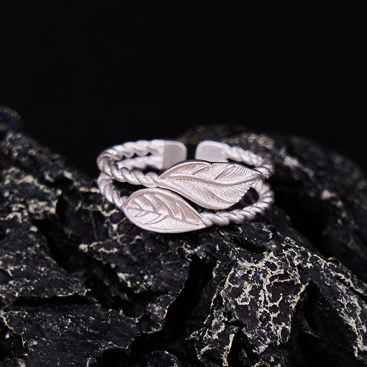 Bague ajustable en pierre de Bouddha et feuille de cuivre