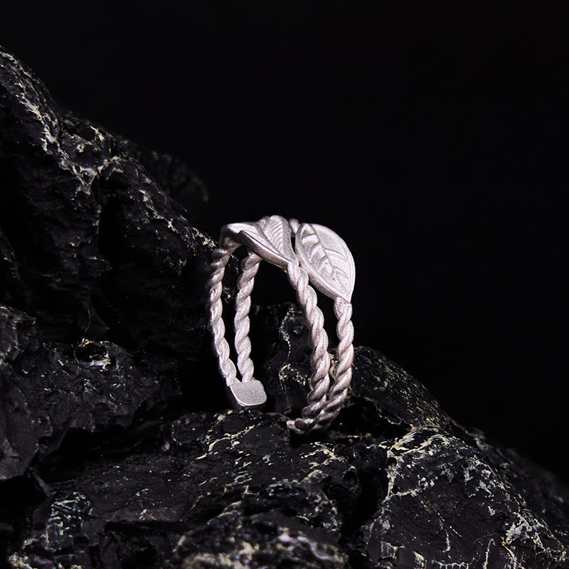 Bague ajustable en pierre de Bouddha et feuille de cuivre
