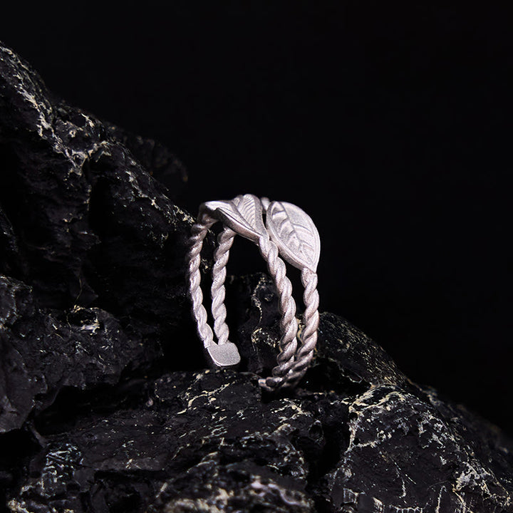 Bague ajustable en pierre de Bouddha et feuille de cuivre