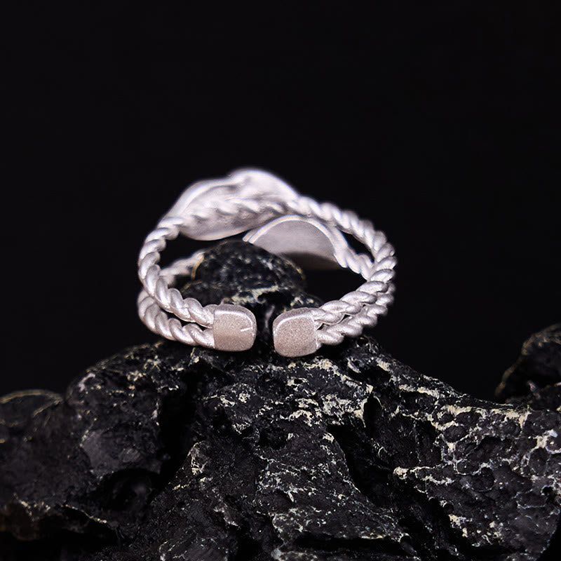 Bague ajustable en pierre de Bouddha et feuille de cuivre
