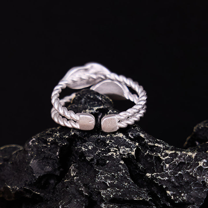 Bague ajustable en pierre de Bouddha et feuille de cuivre