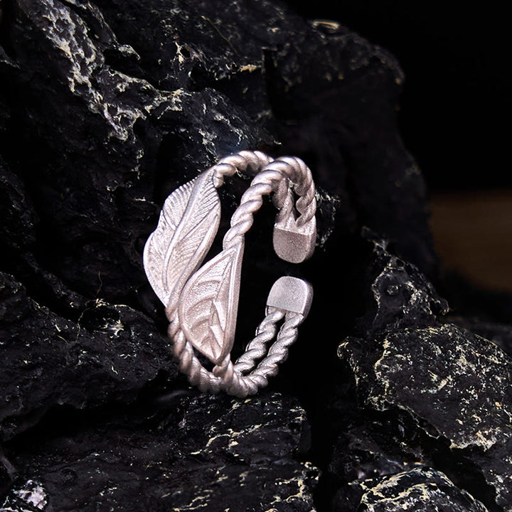 Bague ajustable en pierre de Bouddha et feuille de cuivre