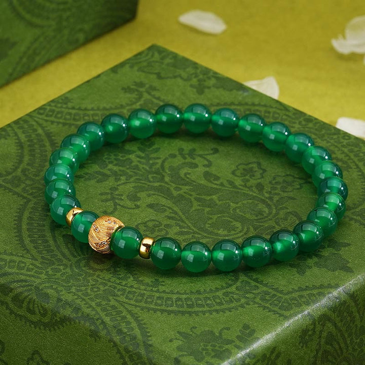 Bracelet de soutien en perles d'agate verte et Buddha Stones