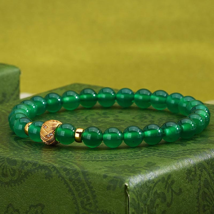 Bracelet de soutien en perles d'agate verte et Buddha Stones