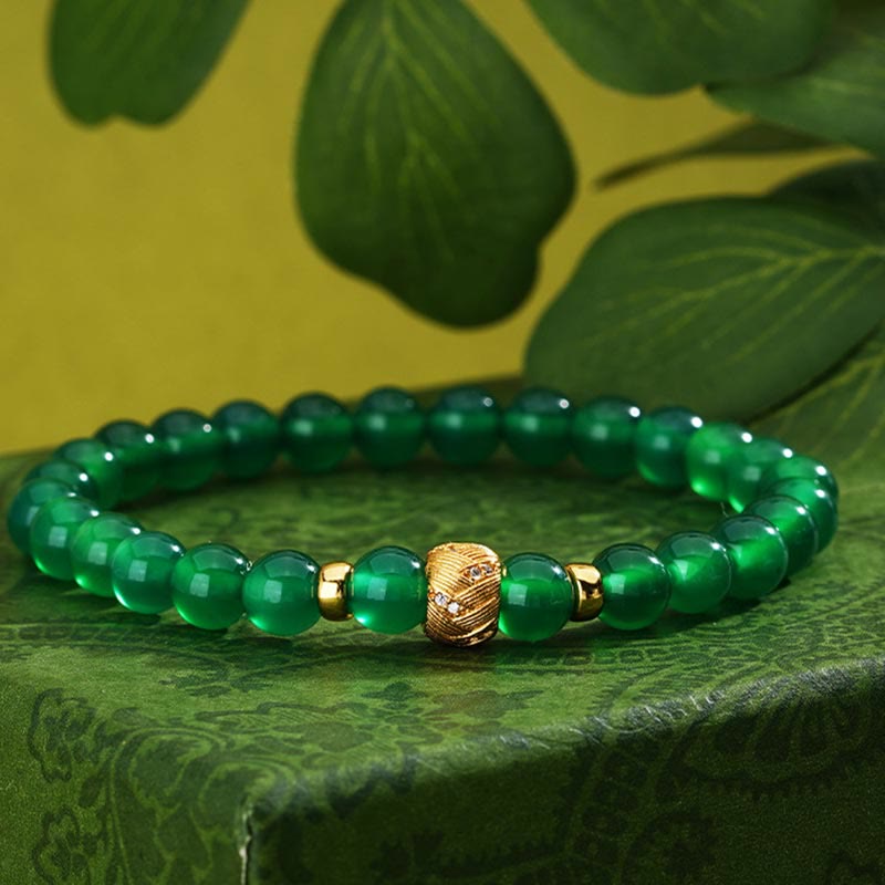 Bracelet de soutien en perles d'agate verte et Buddha Stones