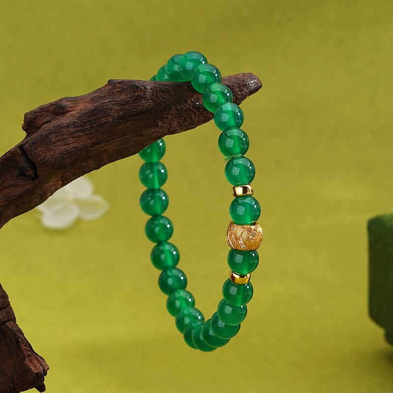 Bracelet de soutien en perles d'agate verte et Buddha Stones
