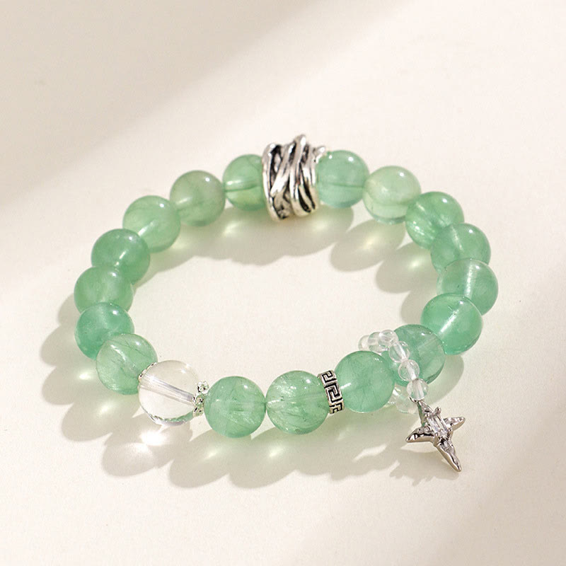 Bracelet de paix en perles de fluorite verte et pierres de Buddha Stones