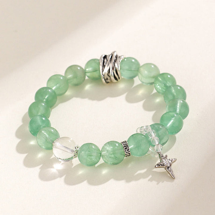 Bracelet de paix en perles de fluorite verte et pierres de Buddha Stones