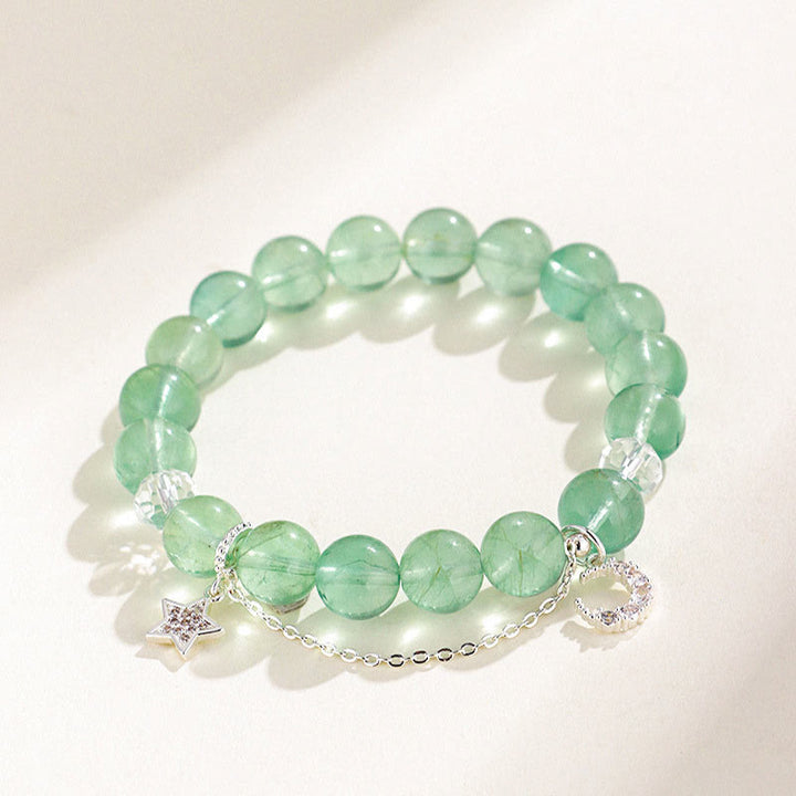Bracelet de paix en perles de fluorite verte et pierres de Buddha Stones