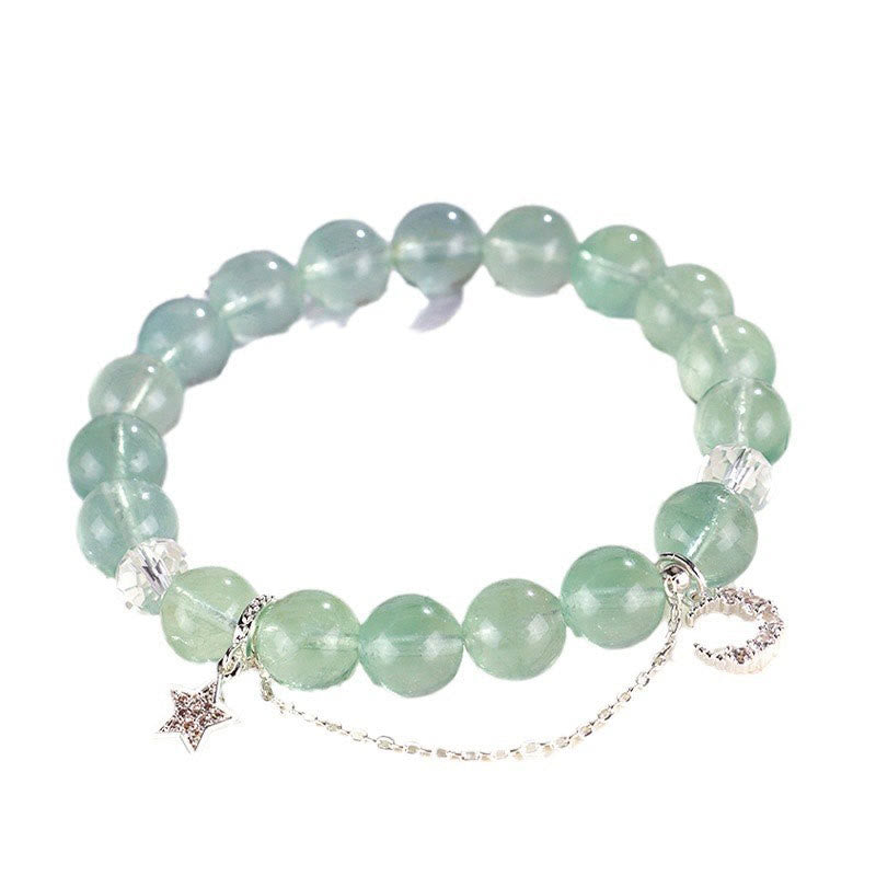 Bracelet de paix en perles de fluorite verte et pierres de Buddha Stones