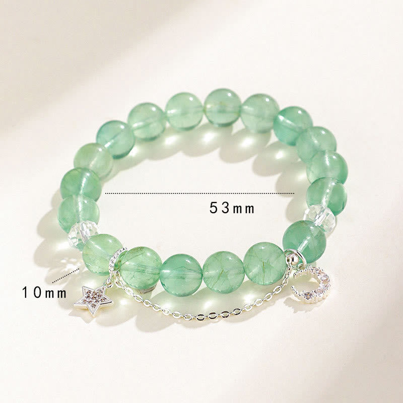 Bracelet de paix en perles de fluorite verte et pierres de Buddha Stones