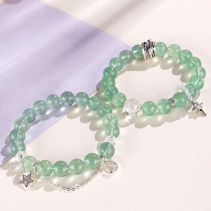 Bracelet de paix en perles de fluorite verte et pierres de Buddha Stones