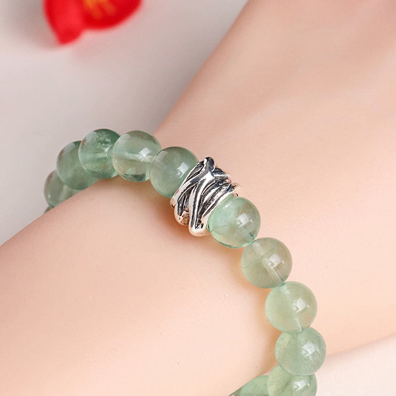 Bracelet de paix en perles de fluorite verte et pierres de Buddha Stones