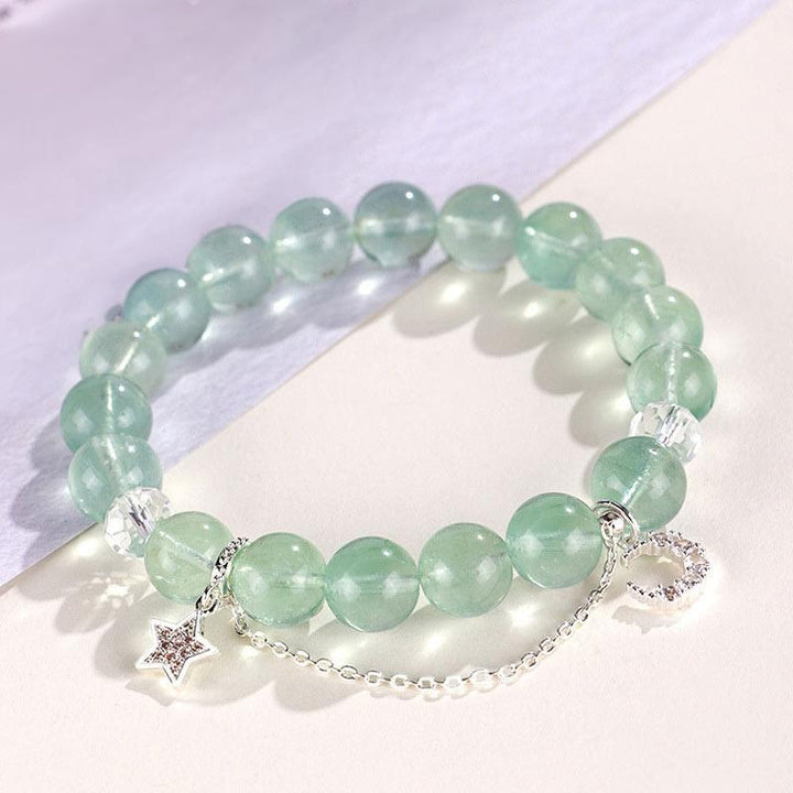 Bracelet de paix en perles de fluorite verte et pierres de Buddha Stones