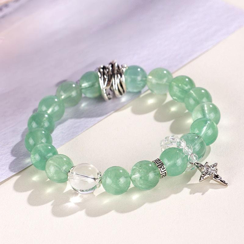 Bracelet de paix en perles de fluorite verte et pierres de Buddha Stones