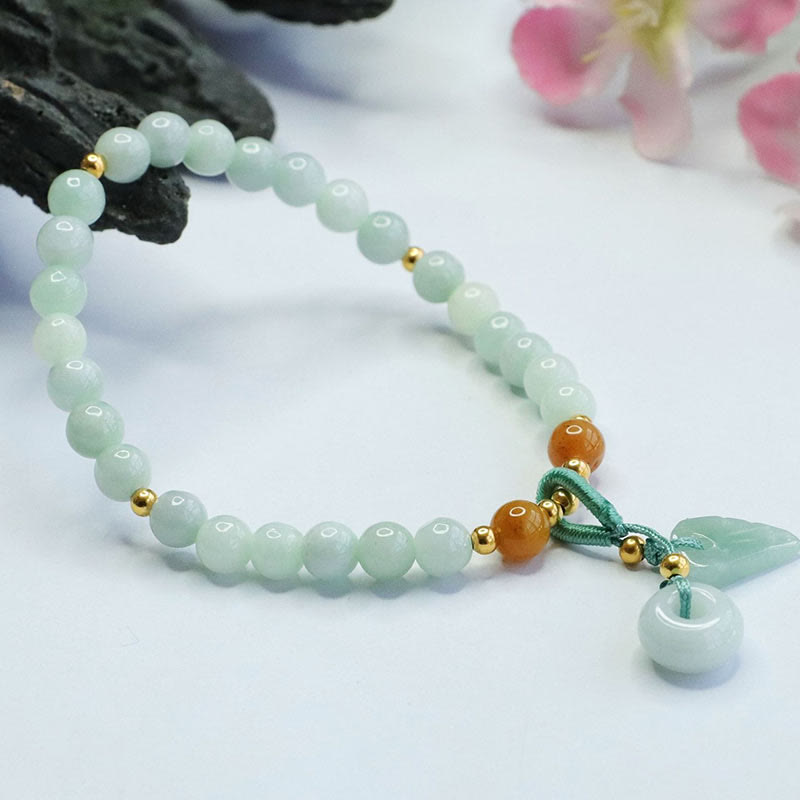 Bracelet de prospérité avec boucle de paix et perles de jade en Buddha Stones