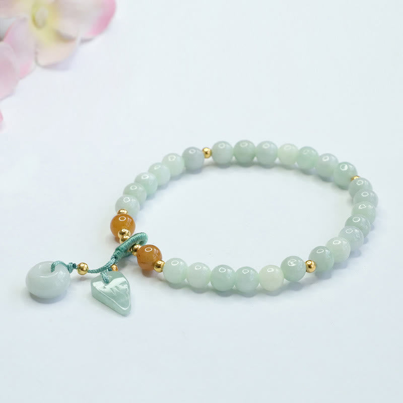 Bracelet de prospérité avec boucle de paix et perles de jade en Buddha Stones