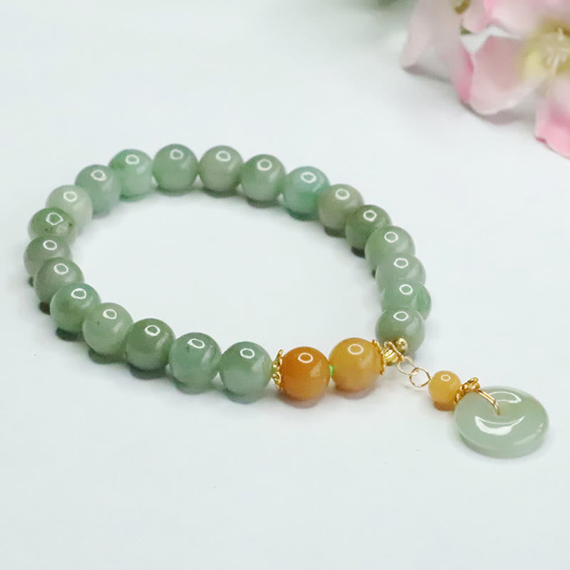 Bracelet de prospérité et d'abondance en perles de jade et Buddha Stones