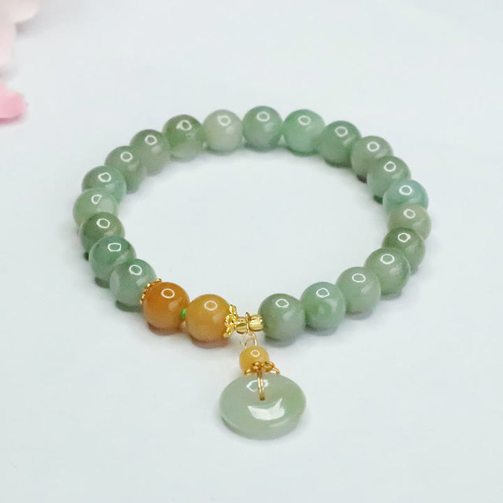 Bracelet de prospérité et d'abondance en perles de jade et Buddha Stones - Jade (Tour de poignet : 15-16 cm) - image 0