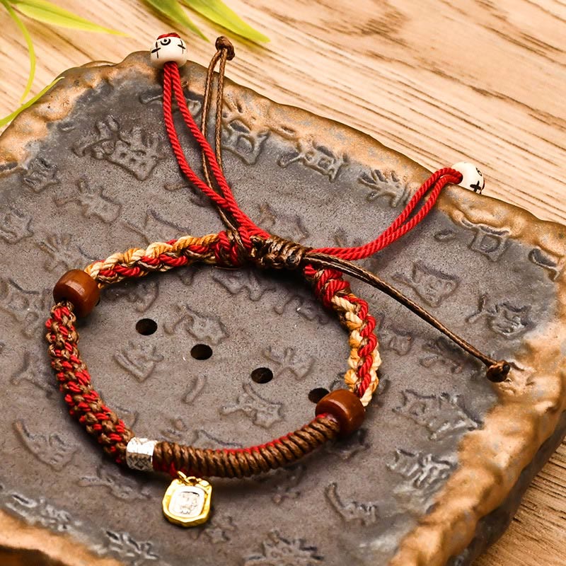 Bracelet tressé en bois fait main avec Buddha Stones , déesse tibétaine de la richesse, Zakiram