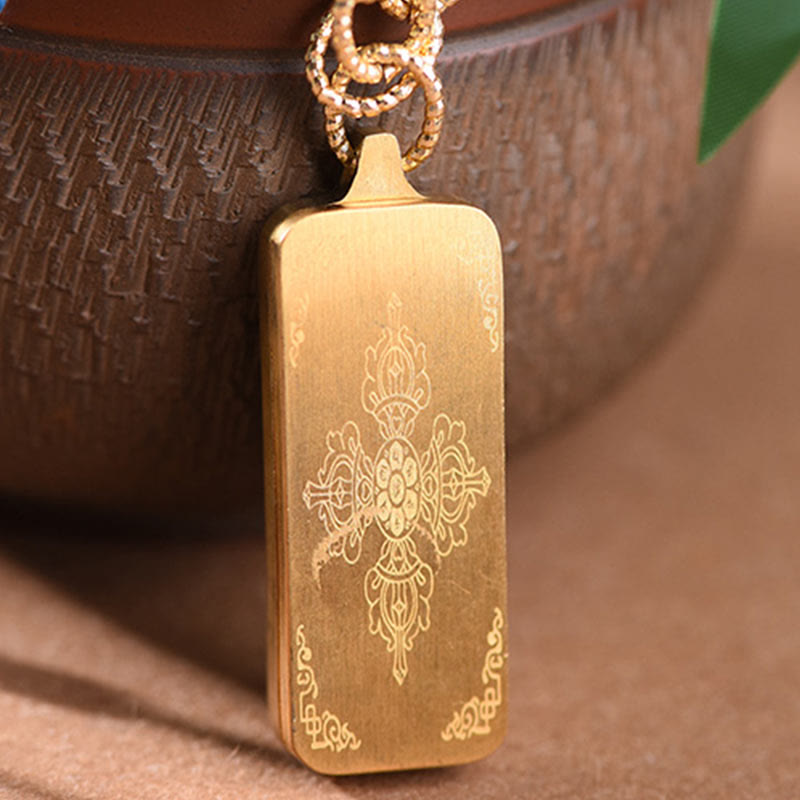 Buddha Stones pendentif Thangka en acier titane représentant le dieu de la richesse du Tibet