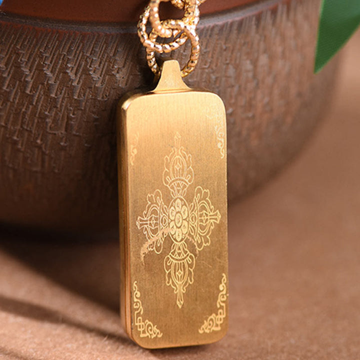 Buddha Stones pendentif Thangka en acier titane représentant le dieu de la richesse du Tibet