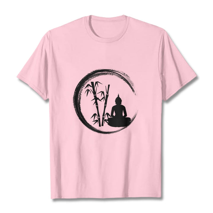 T-shirt Buddha Stones Zen Statue de Bouddha Assis Bambou Méditation - Rose clair - 2XL - image 13