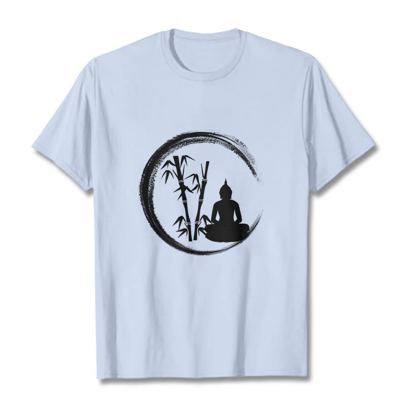 T-shirt Buddha Stones Zen Statue de Bouddha Assis Bambou Méditation - Cyan clair - 2XL - image 18