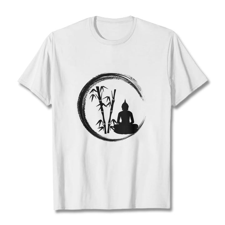 T-shirt Buddha Stones Zen Statue de Bouddha Assis Bambou Méditation - Blanc - 2XL - image 5